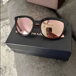Prada Sunglasses - black and pink , pink mirrored lenses